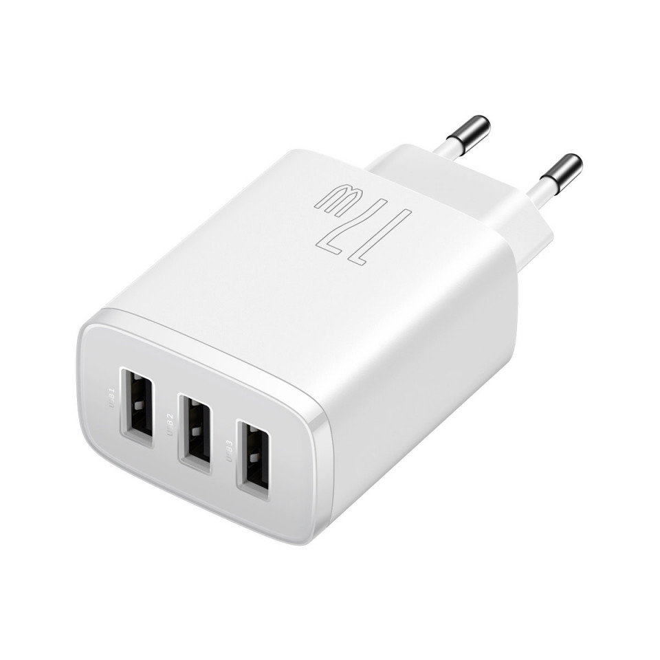 Incarcator de Priza 3xUSB, 17W, Baseus - Alb - 3 | YEO