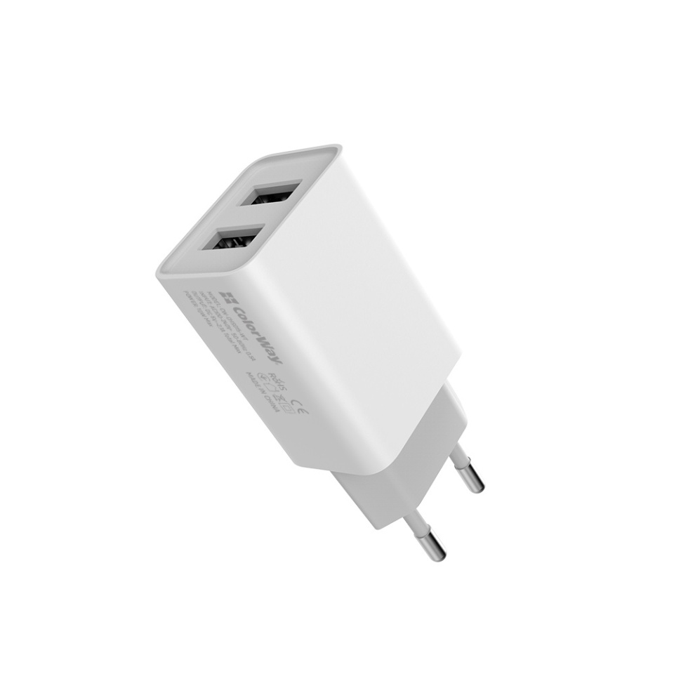 Incarcator Priza cu 2 porturi, ColorWay, Compacta, 2x USB, 10W, 2.1A, Wall Charger CHS015, Negru - 1 | YEO