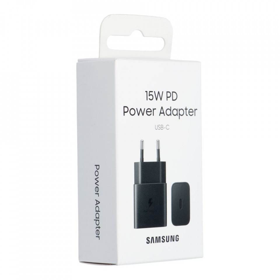 Incarcator priza fast charge 15W, 2A, Type-C, Original Samsung - Negru - 3 | YEO