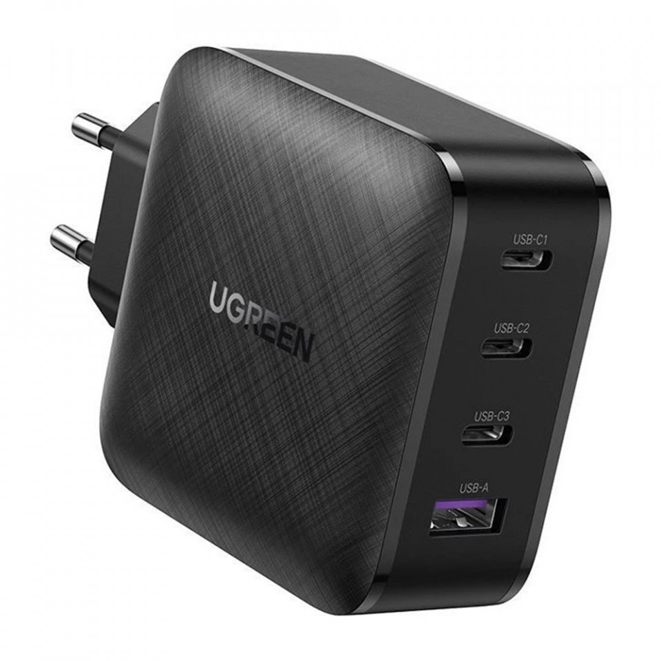Incarcator Priza Fast Charge GaN x PD65W, 3x Type-C, USB - Ugreen (70774) - Black - 1 | YEO