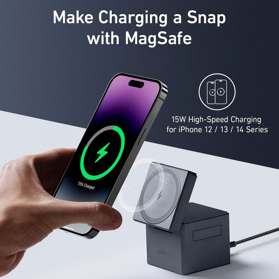 Incarcator Wireless pentru Phone, Apple Watch, AirPods, 15W - Anker (Y1811G11) - Black - 2 | YEO
