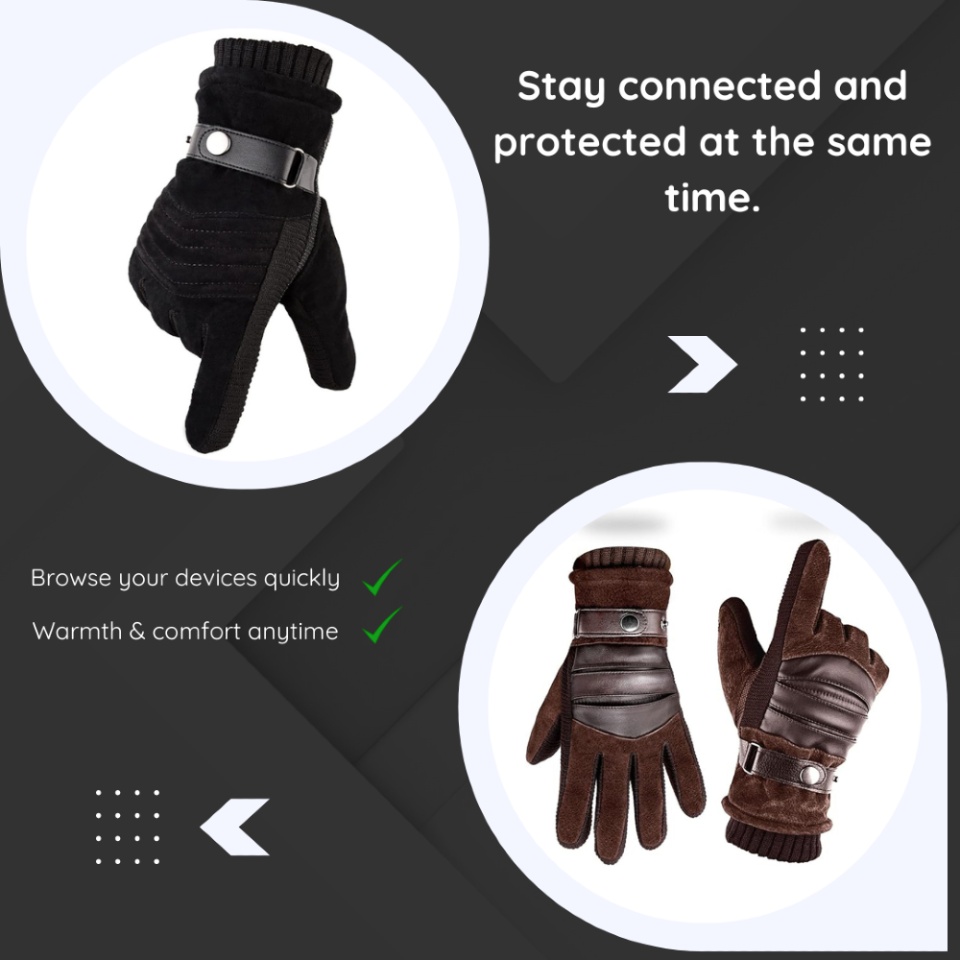 Manusi iarna Touch Screen, impermeabile, anti-alunecare, captusite, pentru ski, aer liber, SKDR OG101 - Negru - 1 | YEO