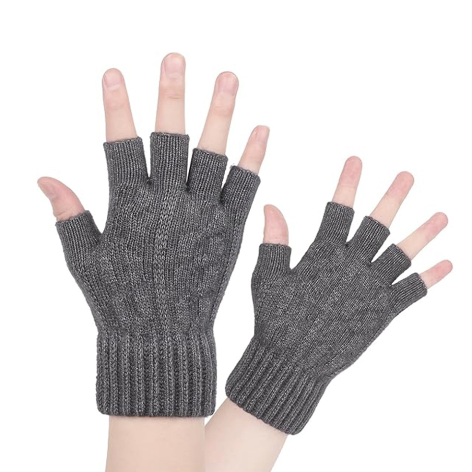 Manusi scurte, fara degete, de Dama, Captusite, Compatibile cu Ecran Tactil, SKDR ST0014 - Gri