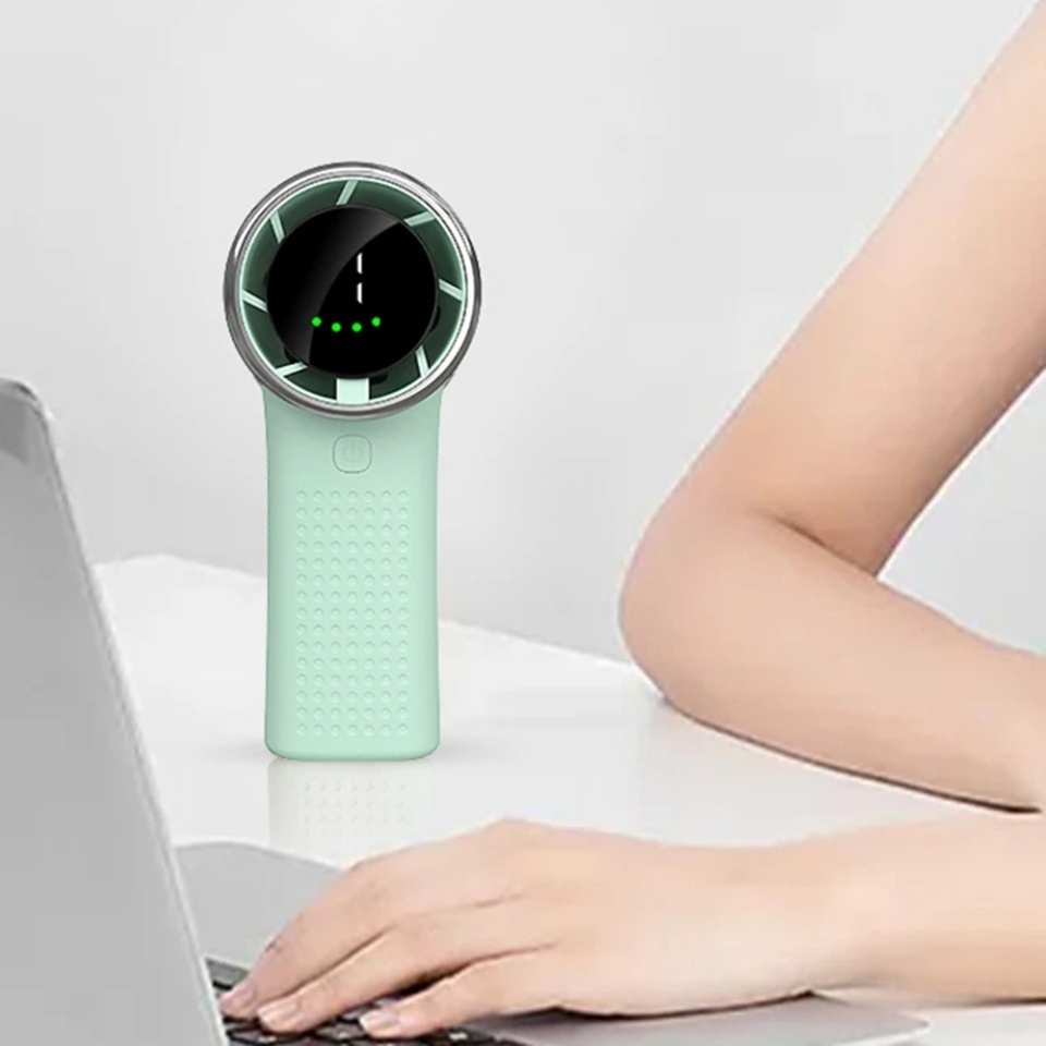 Mini Ventilator Portabil A8, LED Display, 5 Viteze, USB-C, Baterie 3600mAh, Silentios si Compact, Verde - 1 | YEO