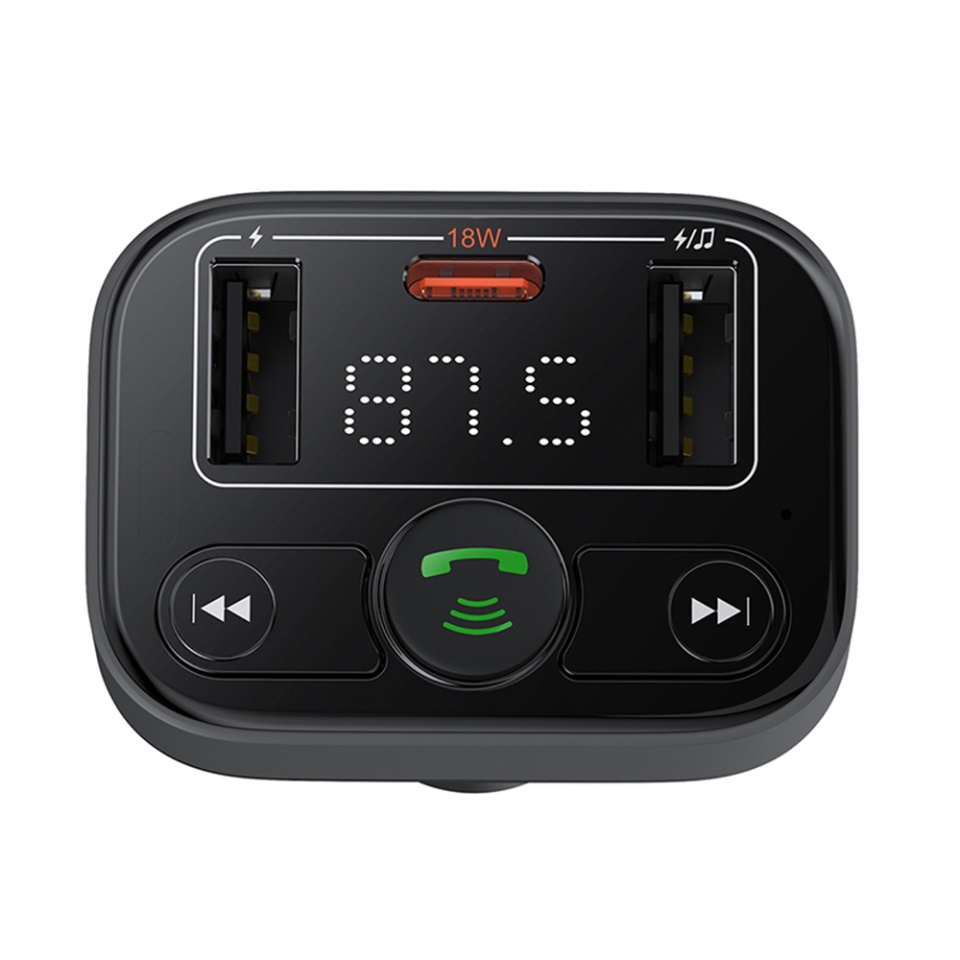 Modulator FM si Incarcatir Auto cu Bluetooth 5.0, USB, USB-C, Display, PD18W, Baseus S-09 Lite - Negru - 2 | YEO