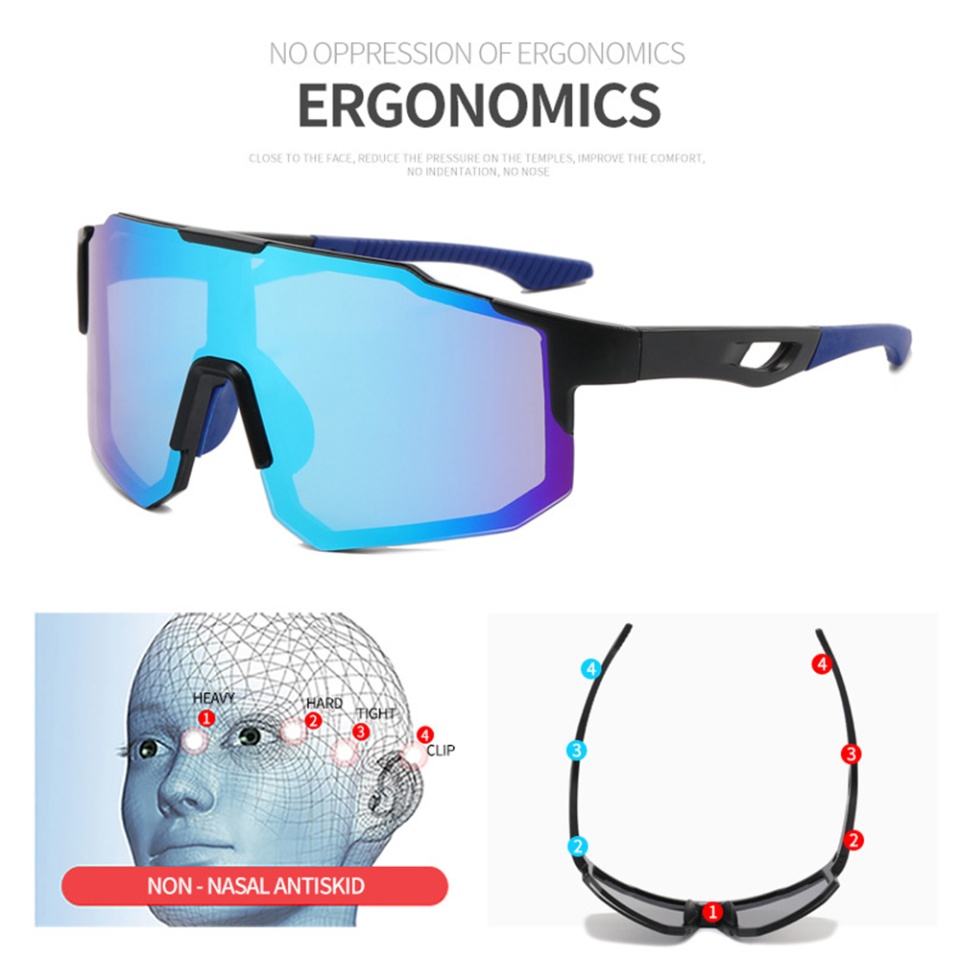 Ochelari de Ciclism și Activități Sportive Outdoor, cu Protecție UV, Ramă PC, Unisex 9337 - Gun Verde - 3 | YEO