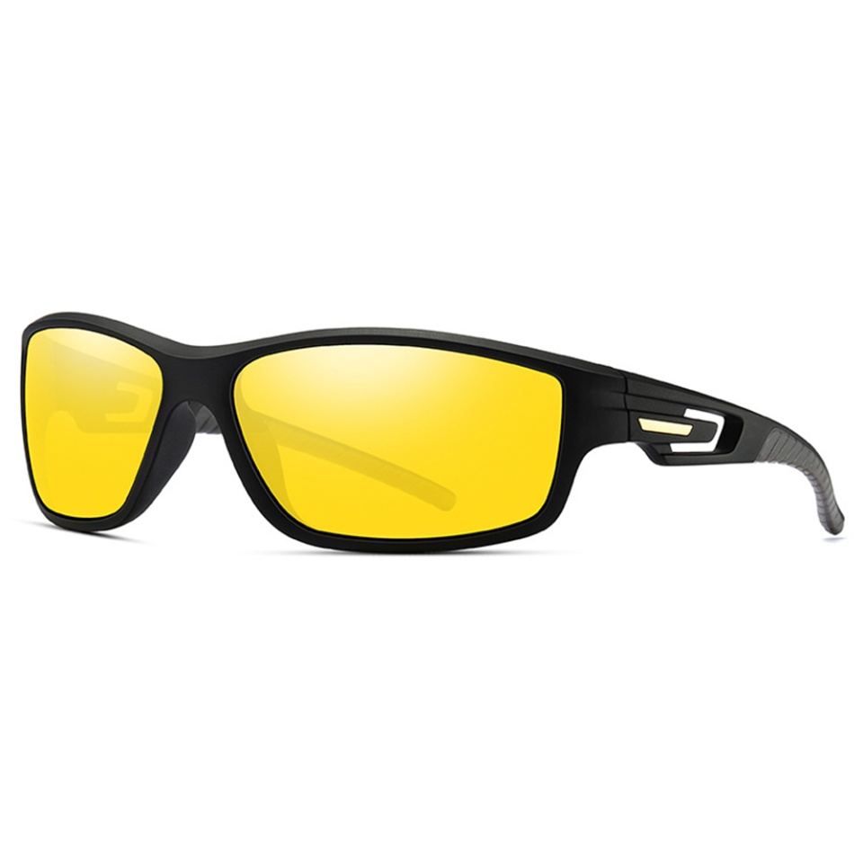 Ochelari de Ciclism și Activități Sportive Outdoor, Polarizați, Rectangulari, Unisex - Negru Galben