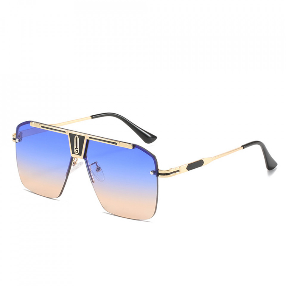 Ochelari de soare barbati, rame aluminiu, Skyddar Vistta 2576 - Auriu Albastru Maro
