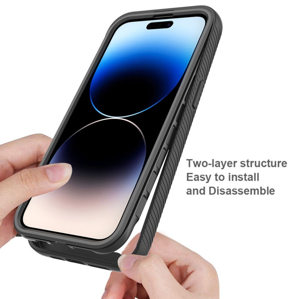 [Pachet 360°] Husa + Folie iPhone 15 Pro anti soc, Techsuit Defense - Negru - 3 | YEO