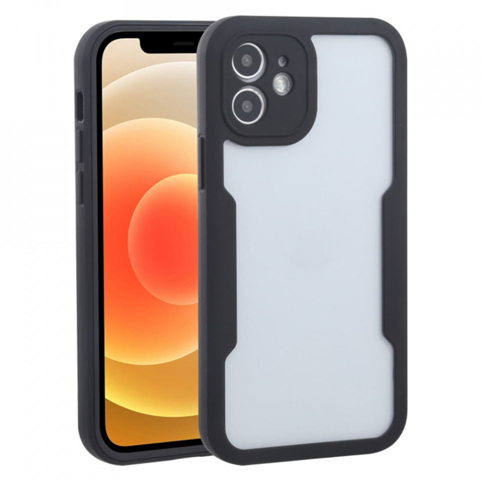 [Pachet 360°] Husa + Folie pentru iPhone 12, SKDR ColorShield 360° - Negru