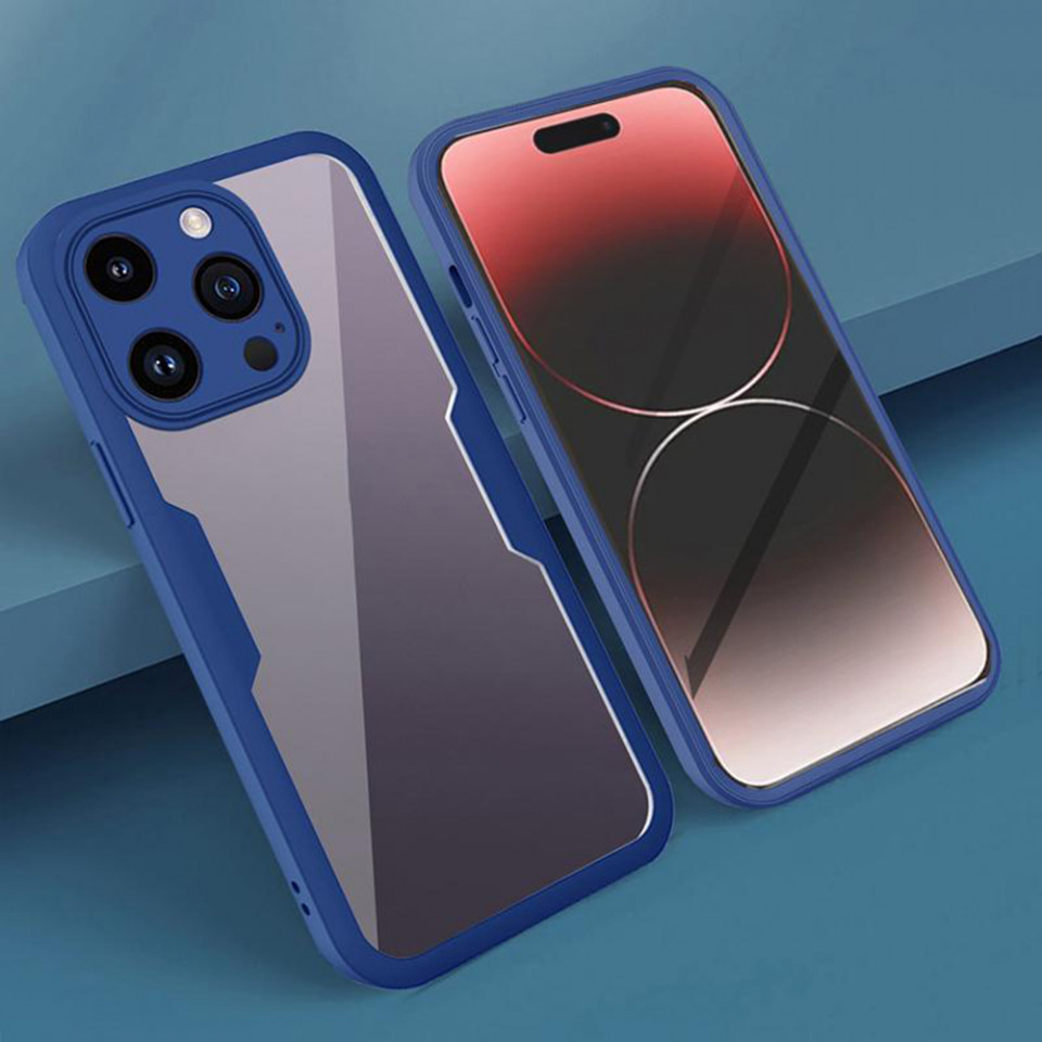 [Pachet 360°] Husa + Folie pentru iPhone 14 Pro Max, SKDR ColorShield 360° - Albastru - 1 | YEO