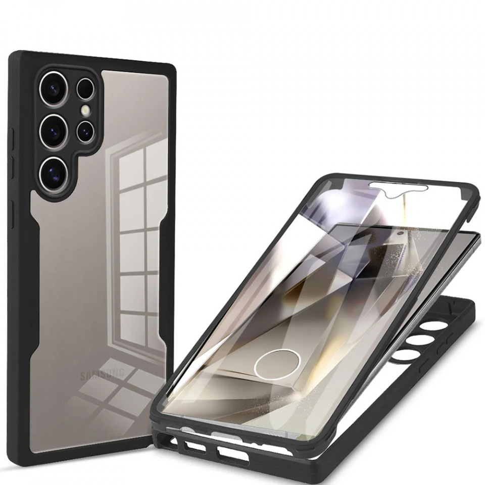[Pachet 360°] Husa + Folie pentru Samsung Galaxy S24 Ultra, SKDR ColorShield 360° - Negru