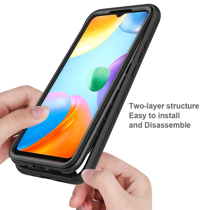 [Pachet 360°] Husa + Folie Xiaomi Redmi 10C, Techsuit Defense - Negru - 3 | YEO