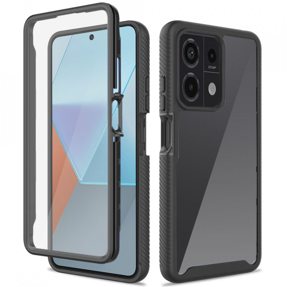 [Pachet 360°] Husa + Folie Xiaomi Redmi Note 13 Pro 5G / Poco X6 anti soc, Techsuit Defense - Negru