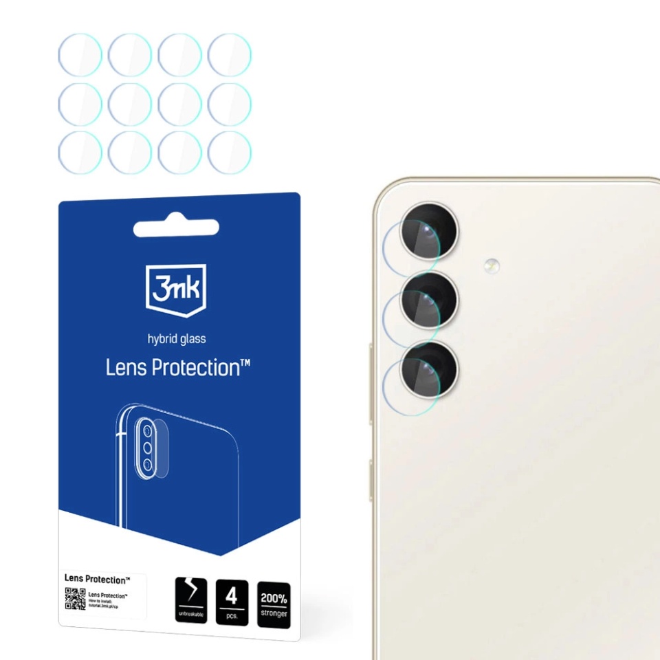 [Pachet 4x] Folie camera pentru Samsung Galaxy S24, 3mk Lens Protection, Transparenta