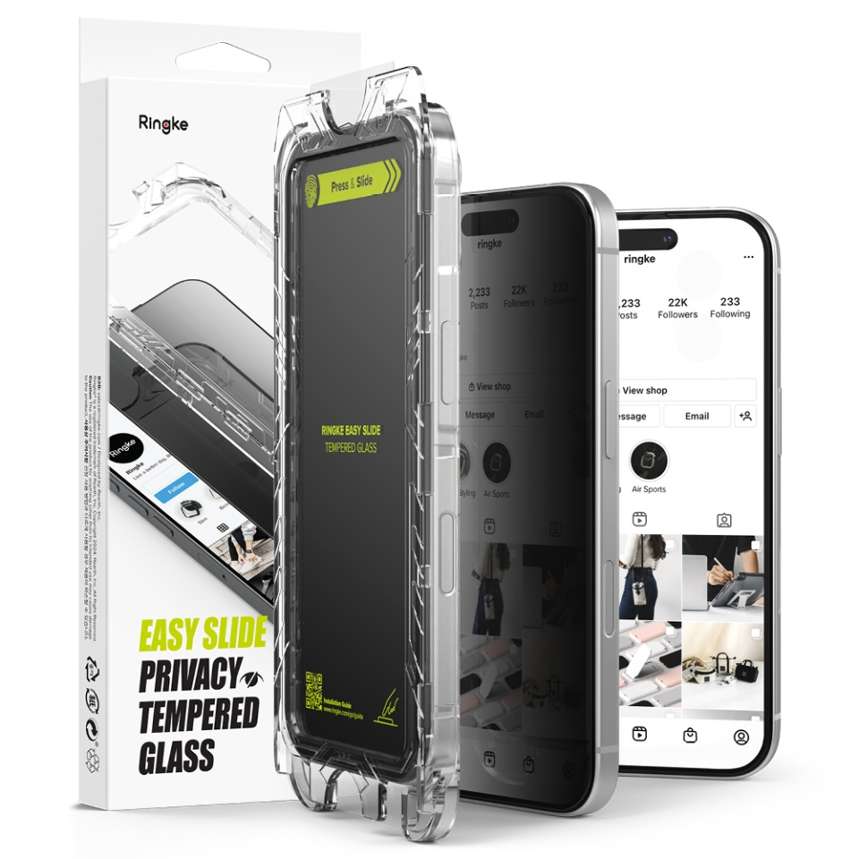 [Pachet x2] Folie sticla iPhone 15 Plus / 16 Plus, Claritate si Protectie Maxima, Strat Oleofobic Anti-Amprenta, Ringke Easy Slide - Transparenta