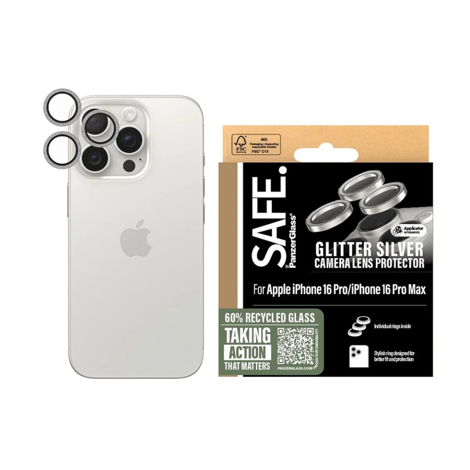 Protectie Camera pentru iPhone 16 Pro / 16 Pro Max, SAFE. PanzerGlass®, cu Separare Optica, Sticla Securizata, Anti-Zgarieturi si Anti-Reflexie, Transparent