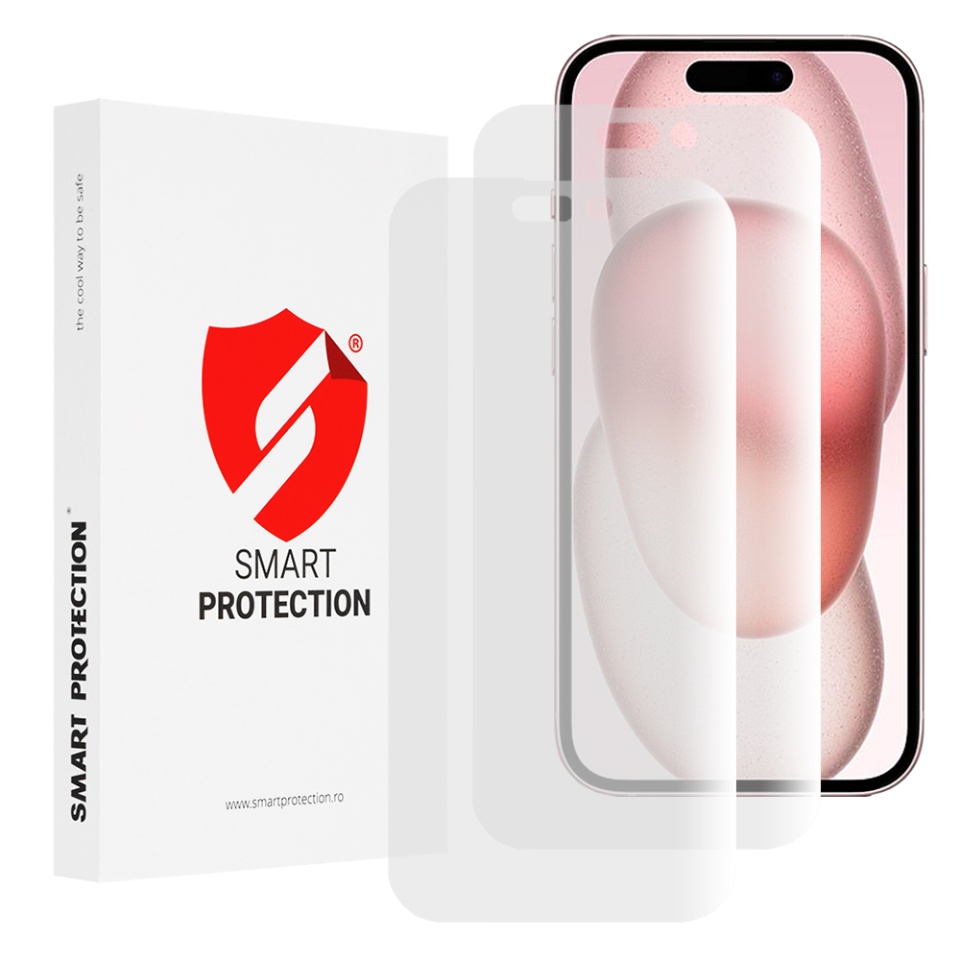 [SET 2x] Folie de protectie iPhone 15, Premium Classic, Smart Protection, Transparent
