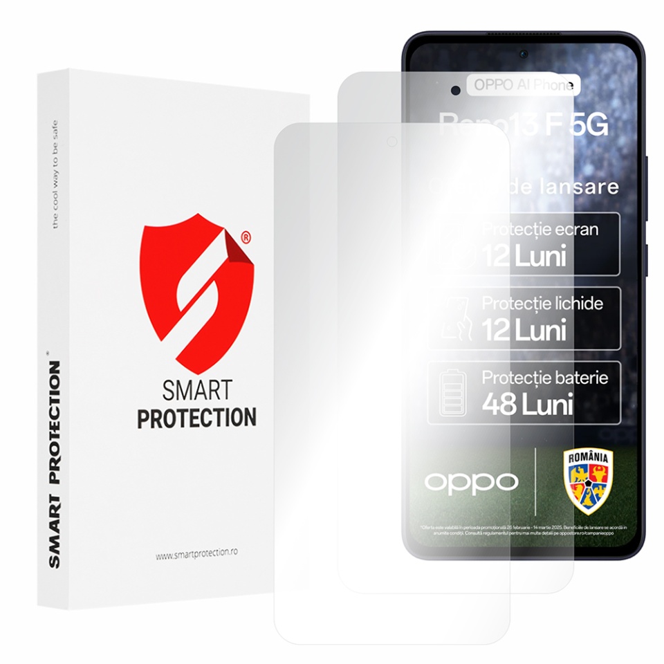 [SET 2x] Folie de protectie Oppo Reno13 F 4G / Reno13 F 5G / Reno13 FS 5G, Premium Classic, Smart Protection, Transparent