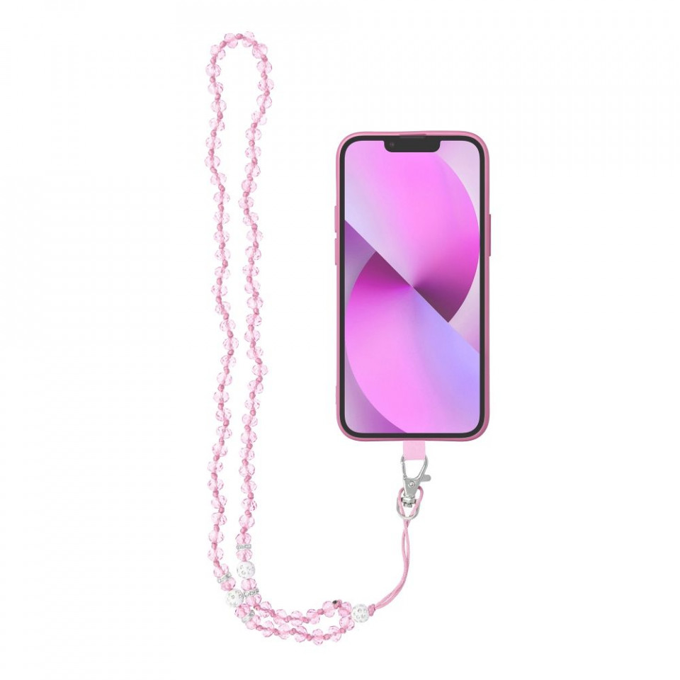 Snur universal telefon, 74cm (37cm prins), CRYSTAL DIAMOND - Roz