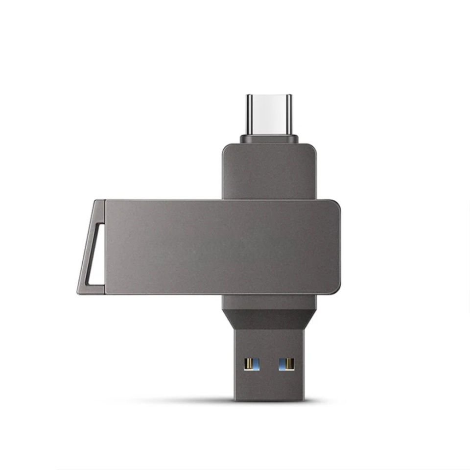 Stick Memorie USB 3.0 si Type-C, Dual-Interface, 16GB, High Speed FlashDrive, Skyddar THSM19, set cu sticker, Gri