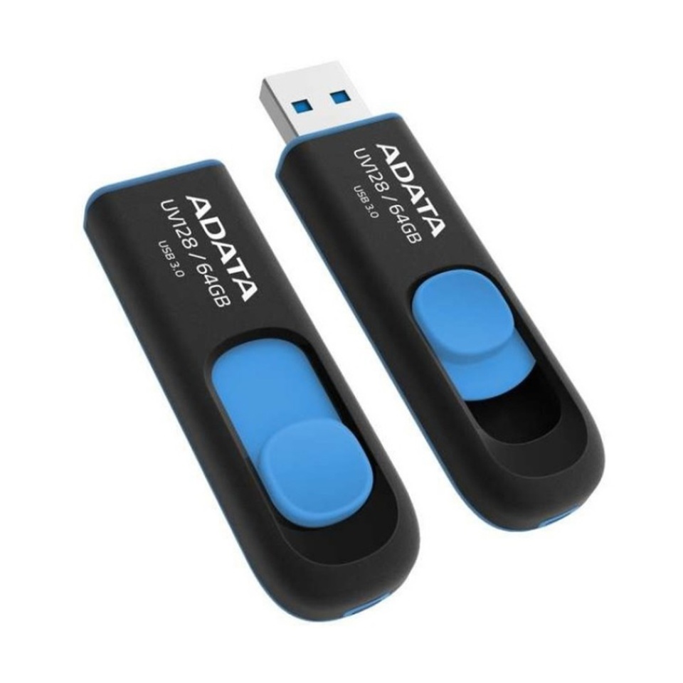 Stick USB ADATA AUV128-RBE, 64GB, USB 3.2, Transfer Rapid, Albastru/Negru - 1 | YEO