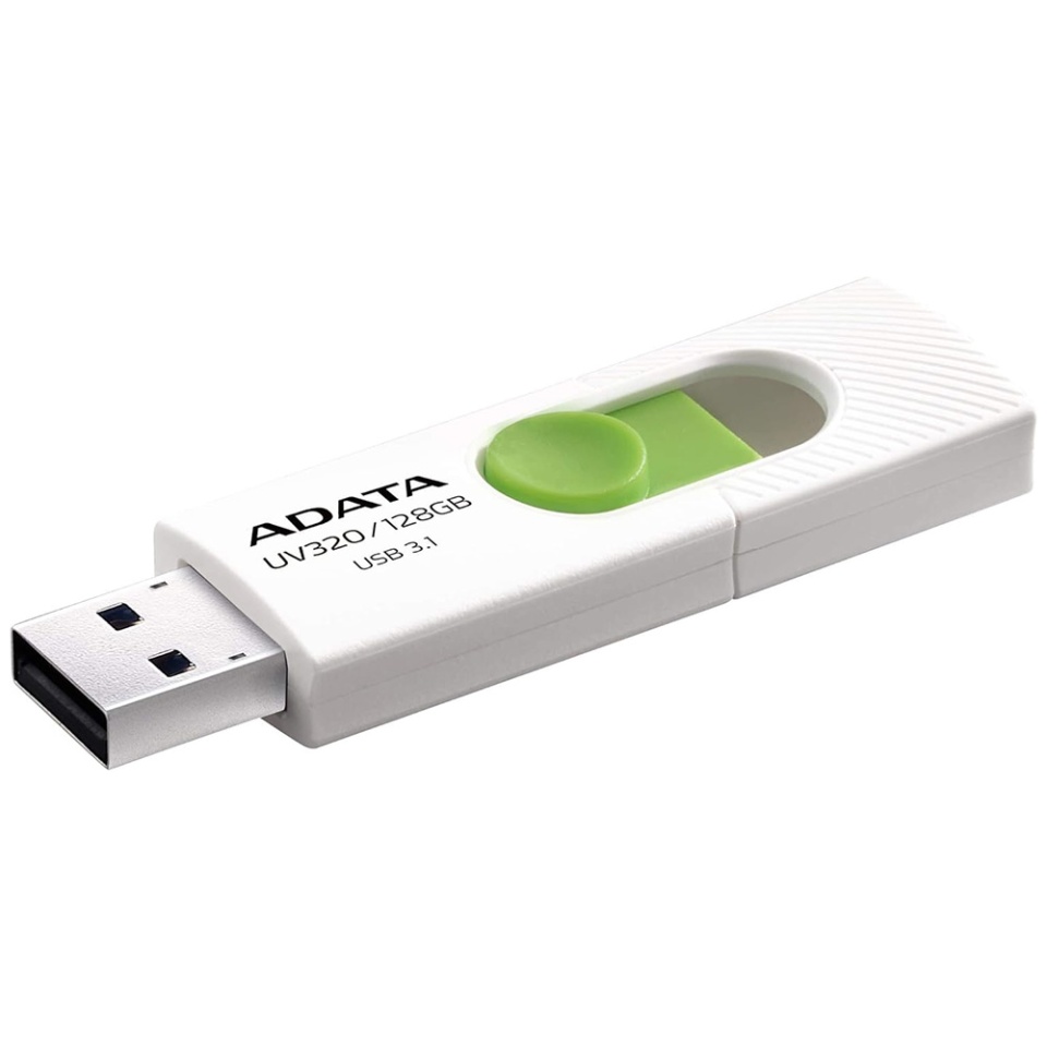 Stick USB ADATA UV320, 128G, USB 3.1, Design Glisant, Alb/Verde - 1 | YEO