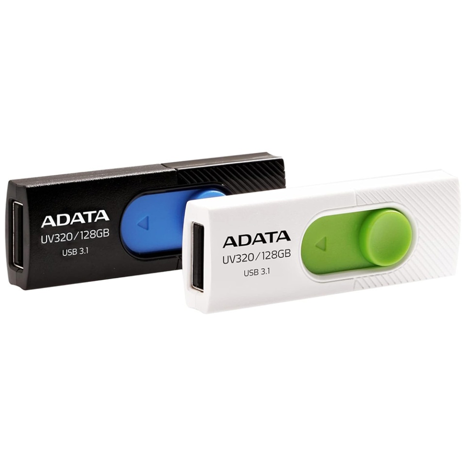 Stick USB ADATA UV320, 128GB, USB 3.1, Design Glisant, Negru/Albastru - 2 | YEO