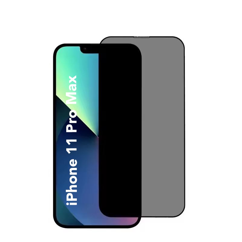 Sticla pentru iPhone 11 Pro Max / XS Max, Anti-spy Ultra HD, Protectie 9H, Montare Simplă, SKYDDAR 111D Privacy - Black Frame