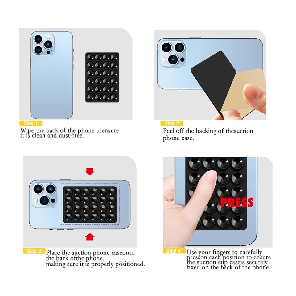 Suport Adeziv Universal pentru Telefon cu Ventuza, Potrivit Pentru Tik-Tok/Selfie/Vizionare Video, din Silicon, 8x5,5cm, SKDR StickIt SO-PAD - Oranj - 7