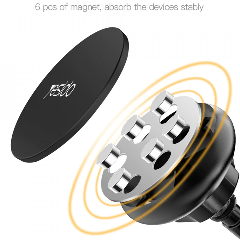 Suport Auto cu Brat Extensibil si Rotire 360°, pentru Bord / Parbriz, Yesido C41 - Negru - 2 | YEO