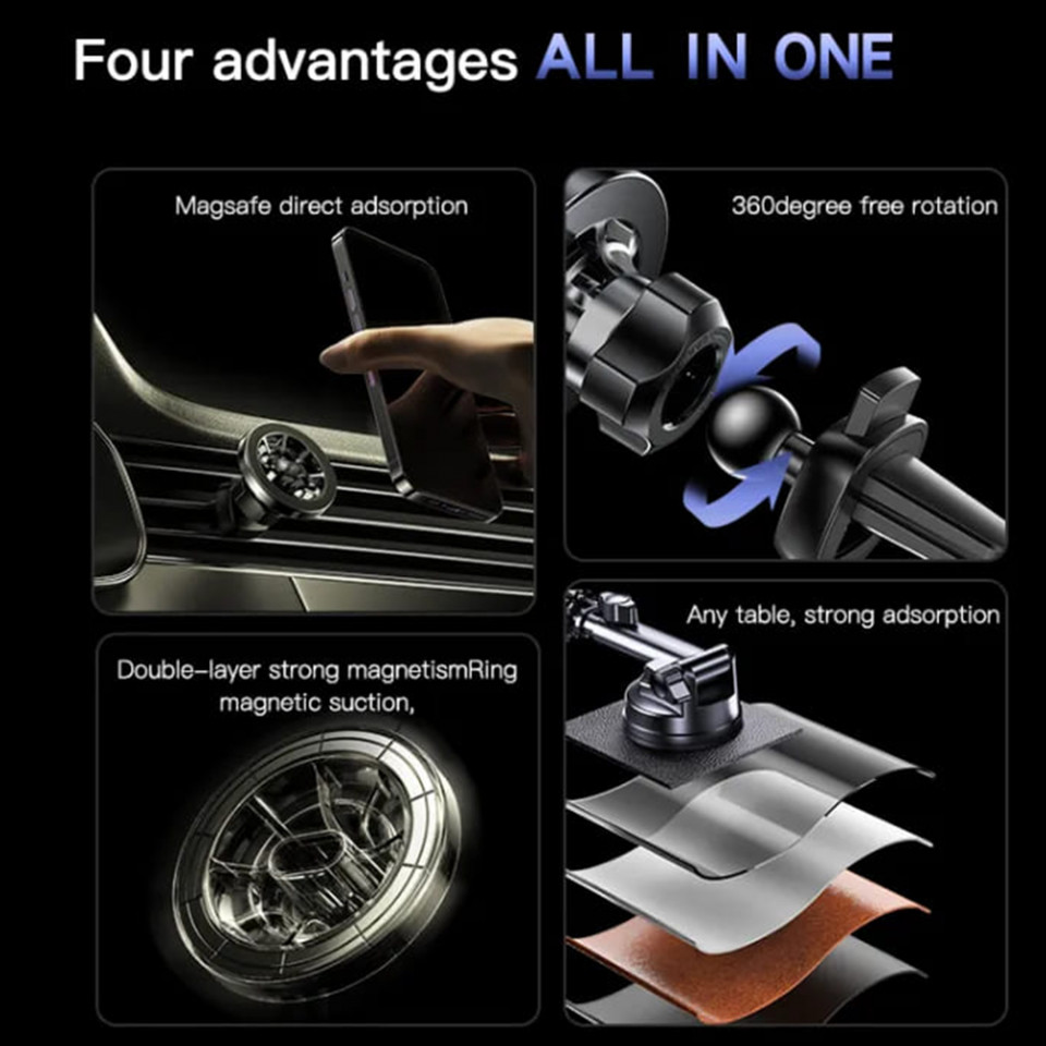 Suport Auto pentru Grila de Ventilatie si Bord - Yesido (C158) - Black - 7