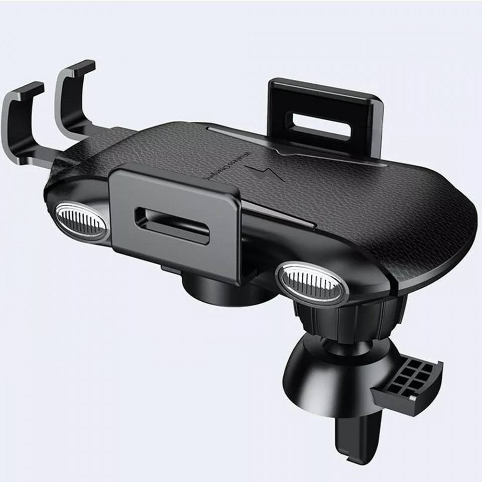 Suport auto premium cu incarcare wireless 10W, prindere bord / grila ventilatie / geam, Techsuit (CAPD032) - Negru - 3 | YEO