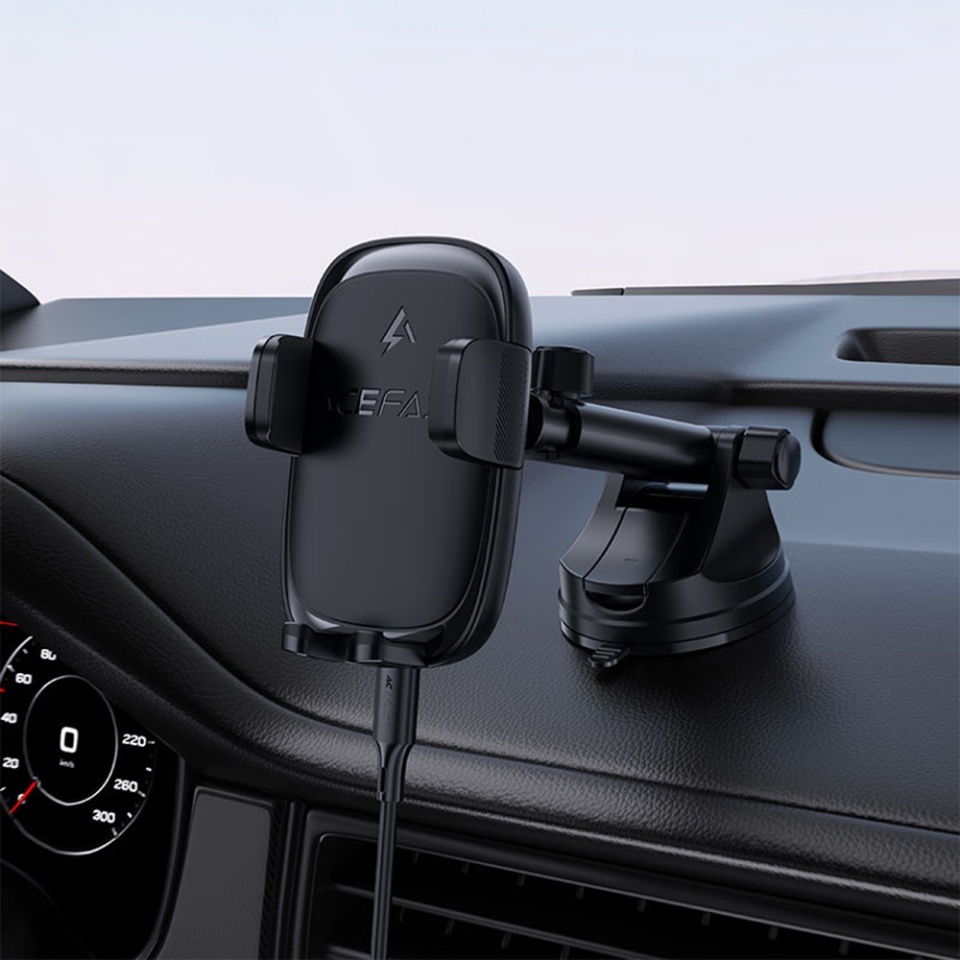 Suport Auto Telefon cu Incarcare Wireless 15W, Magnetic, Montare Bord, Lock Clip, Compatibil 4.7