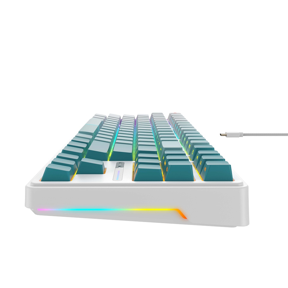 Tastatura Gaming RGB, USB-C, 200mA, Cablu 1.8m, Havit KB901, Alb/ Verde - 2 | YEO