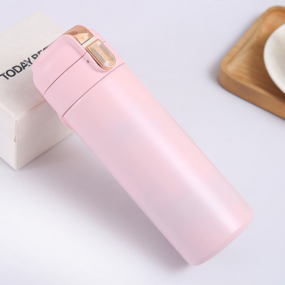 Thermos din Otel Inoxidabil cu afisaj temperatura digital, 400ml, Techsuit - Roz - 1 | YEO