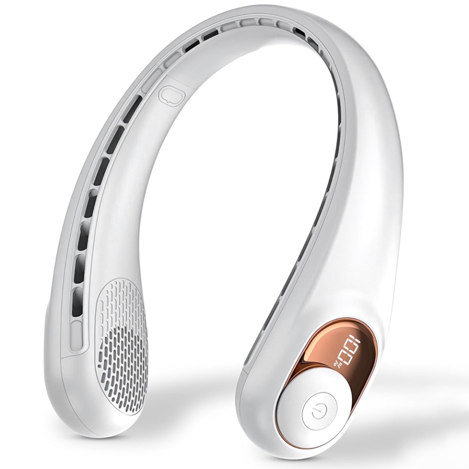 Ventilator Portabil de Gat S9, Display Digital, 3 Viteze, 5200mAh, 5800RPM, Hands-Free si Reincarcabil, Alb - 1 | YEO