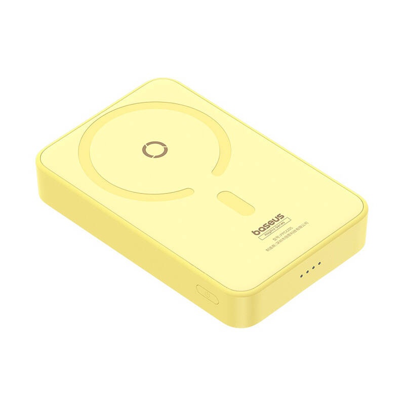 Baterie Externa, Baseus, Magnetica, USB-C, 5000mAh, 20W, MagSafe, Cable Type-C, 3A, 30cm, MagPro Magnetic, Galben - 1 | YEO