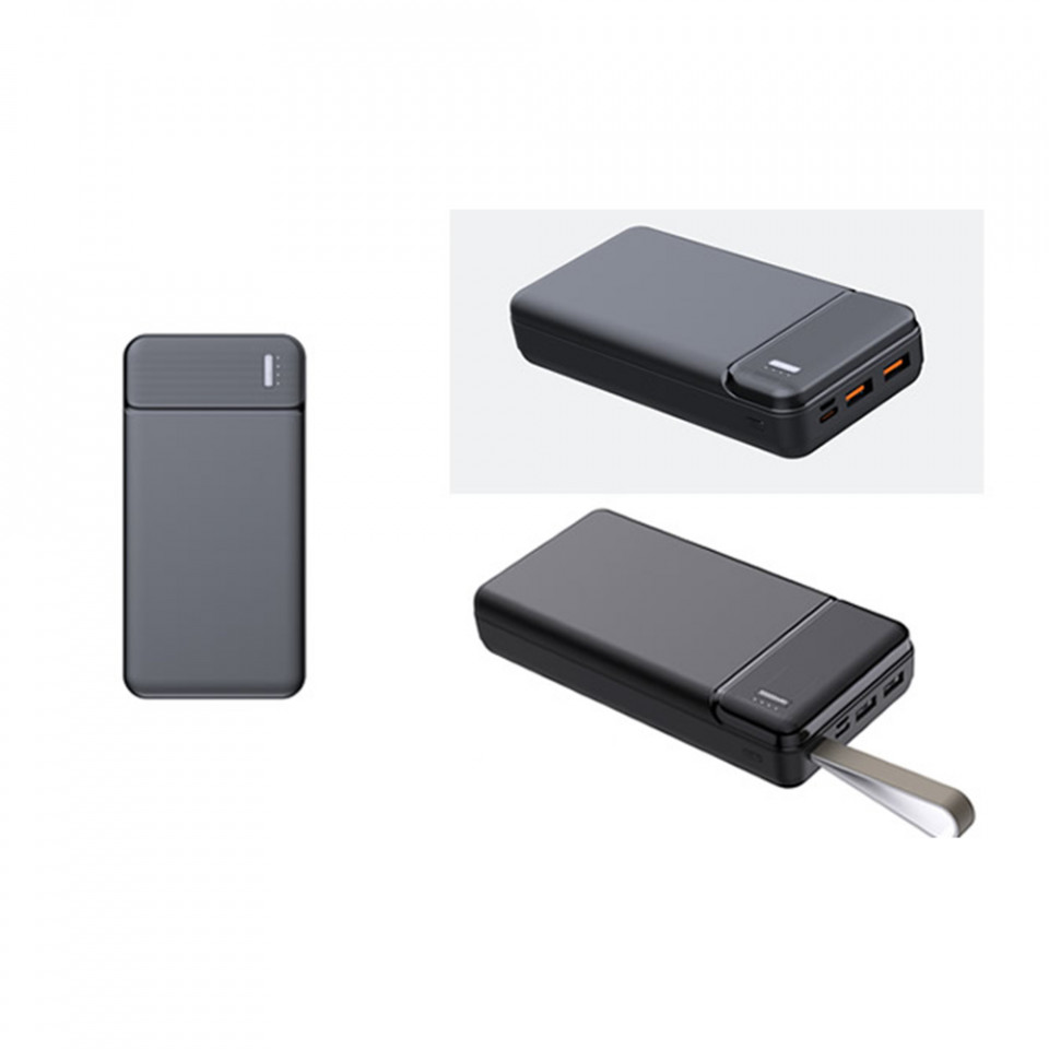 Baterie externa (PB-N3), 2x USB-A, Type-C, Micro-USB, buton si indicator baterie, 30.000mAh, Skyddar Power Bank - Negru - 2 | YEO
