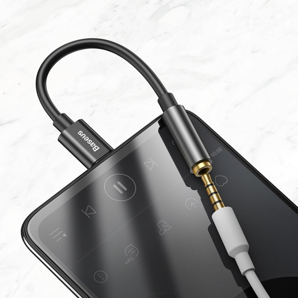 Cablu adaptor audio Type-C la Jack 3.5mm, Baseus L54 (CATL54-0G) - Gri inchis - 3 | YEO