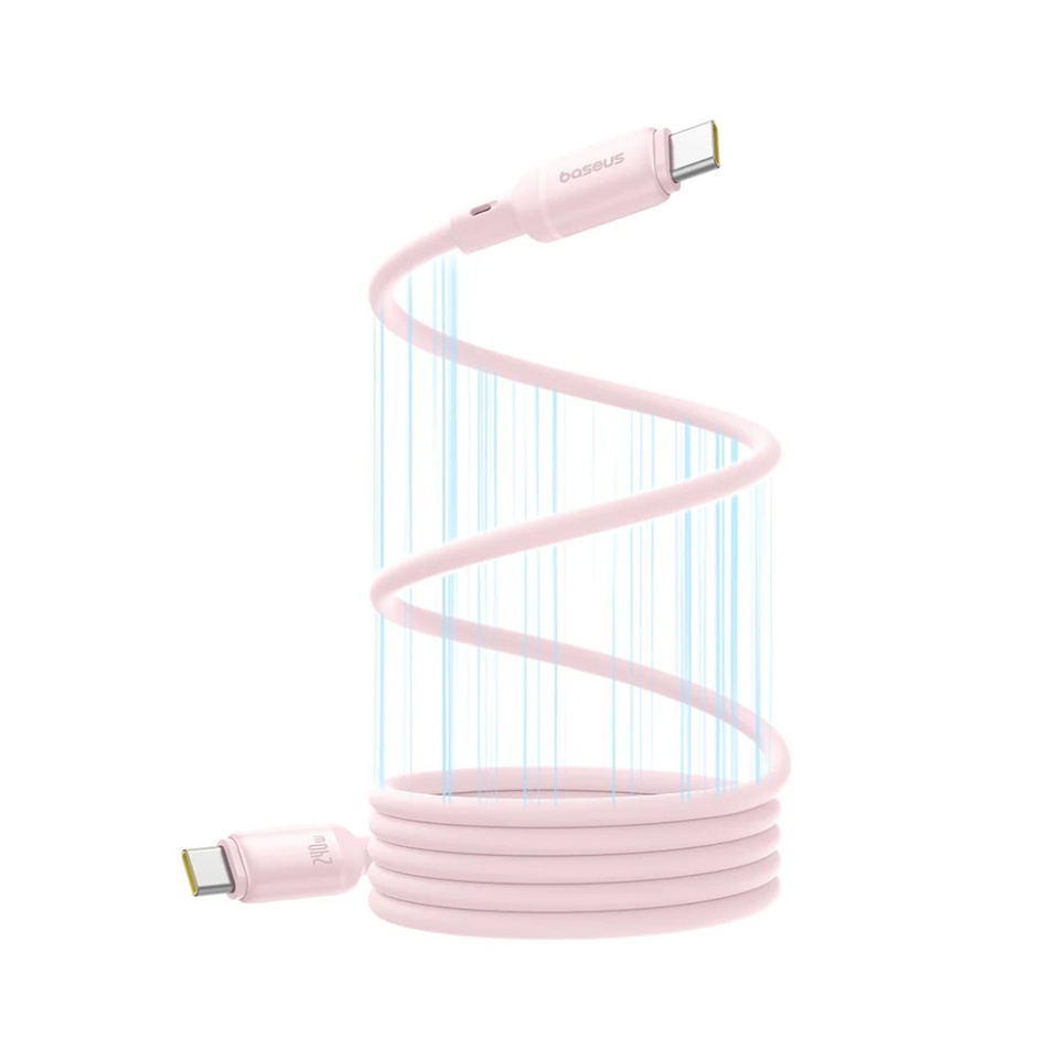 Cablu de date Type-C la Type-C, Fast Charging, 480Mbps, Silicone, 1m, Baseus Data Cable PicoGo, Roz - 2 | YEO