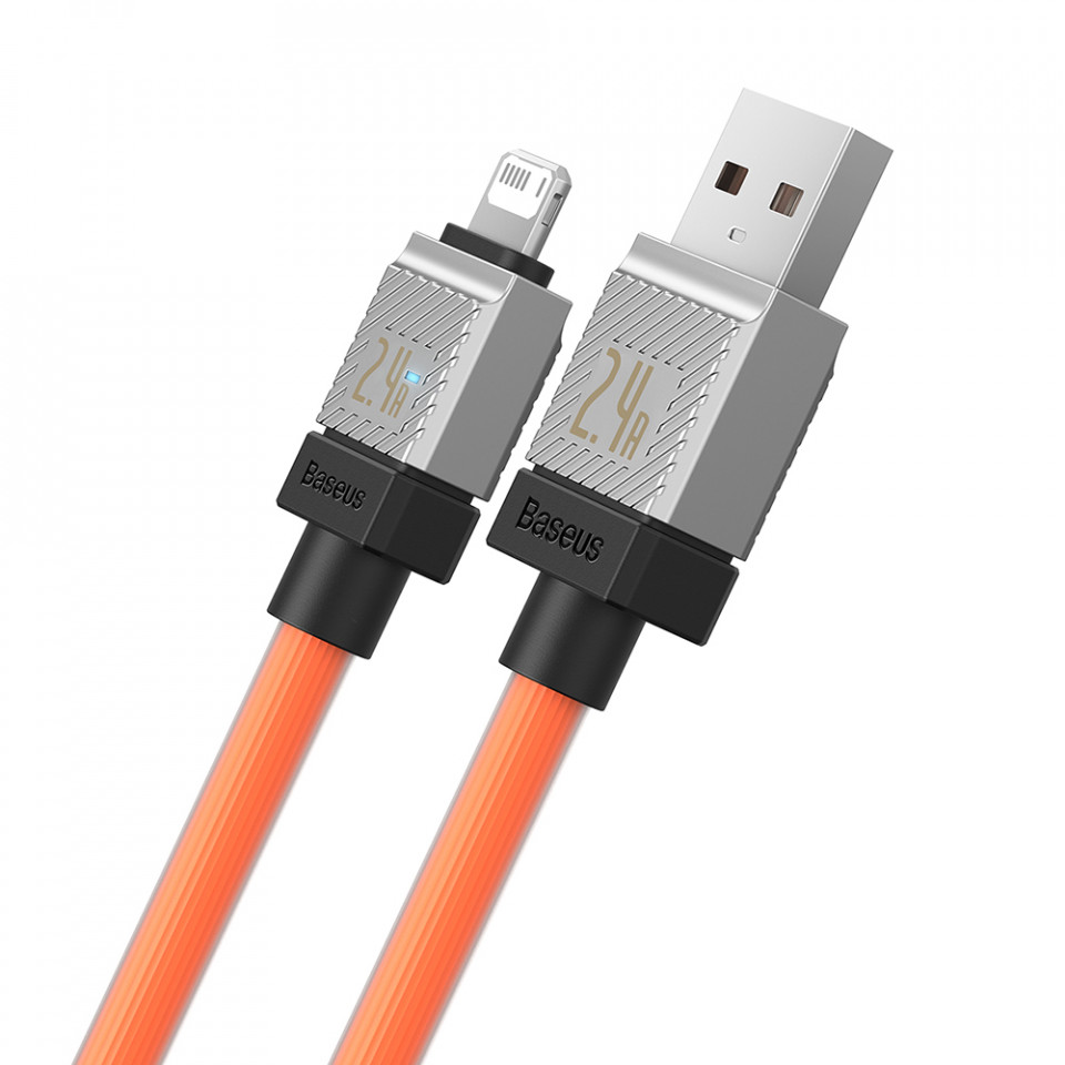 Cablu de Date USB la Lightning Fast Charging, 2.4A, 2m - Baseus CoolPlay Series (CAKW000507) - Orange - 1 | YEO
