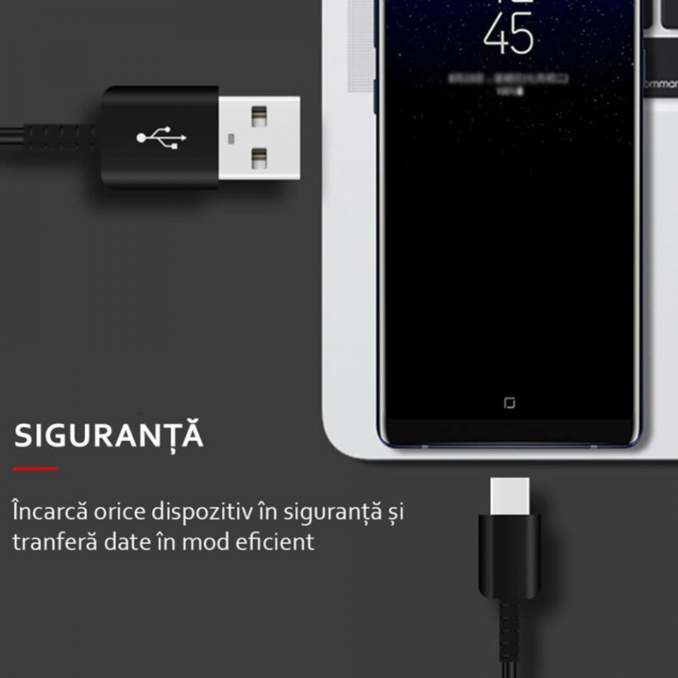 Cablu de Date USB la Type-C, 1.2m - Samsung (EP-DG950CBE) - Black (Bulk Packing) - 2 | YEO