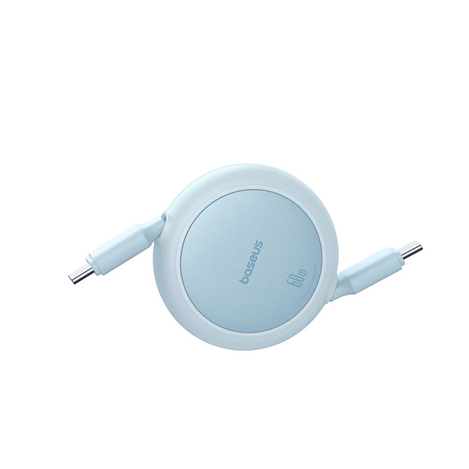 Cablu de Incarcare / Date Retractabil Type-C la Type-C, 60W, 1m, Baseus, Free2Pull Mini, Albastru - 3 | YEO