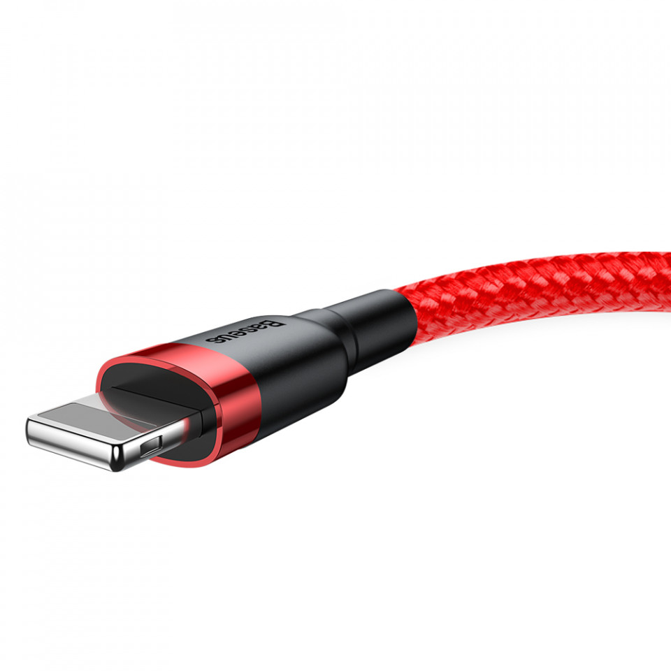 Cablue de date USB la Lightning, 1.5A, 2m, Cafule Baseus (CALKLF-C09) - Rosu - 2 | YEO