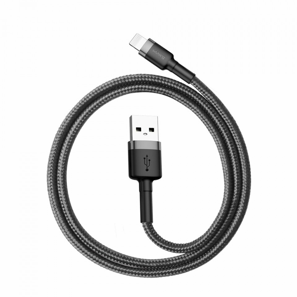 Cablue de date USB la Lightning, 2.4A, 0.5m, Cafule Baseus - Gri Negru - 6