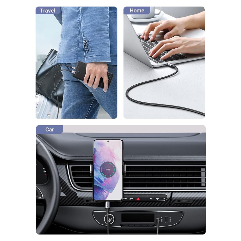 Cablul USB-C la USB-C, Super Fast Charging PD 100W, 480Mbps, Compatibil cu MacBook Pro, iPhone 15, Samsung Galaxy S24/S23/S22, iPad Pro 2022, Dell XPS, Huawei Mate 60, Switch, Pixel 8 Pro, 1m - Negru - 1 | YEO