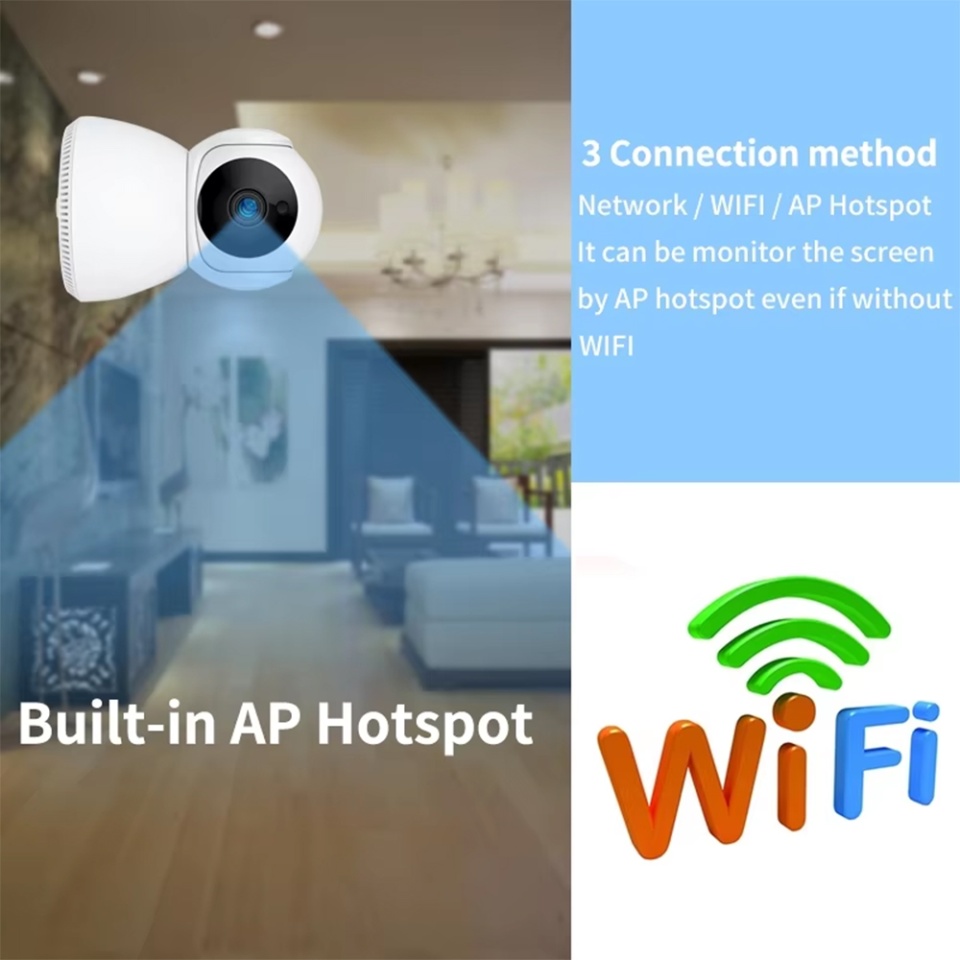 Camera de Supraveghere Wi-Fi, 3MP, Night Vision, Auto-Tracking, Two-way Audio, TF Card, V380 PRO App SKDR WatchTower (Q7) - Alb - 3 | YEO