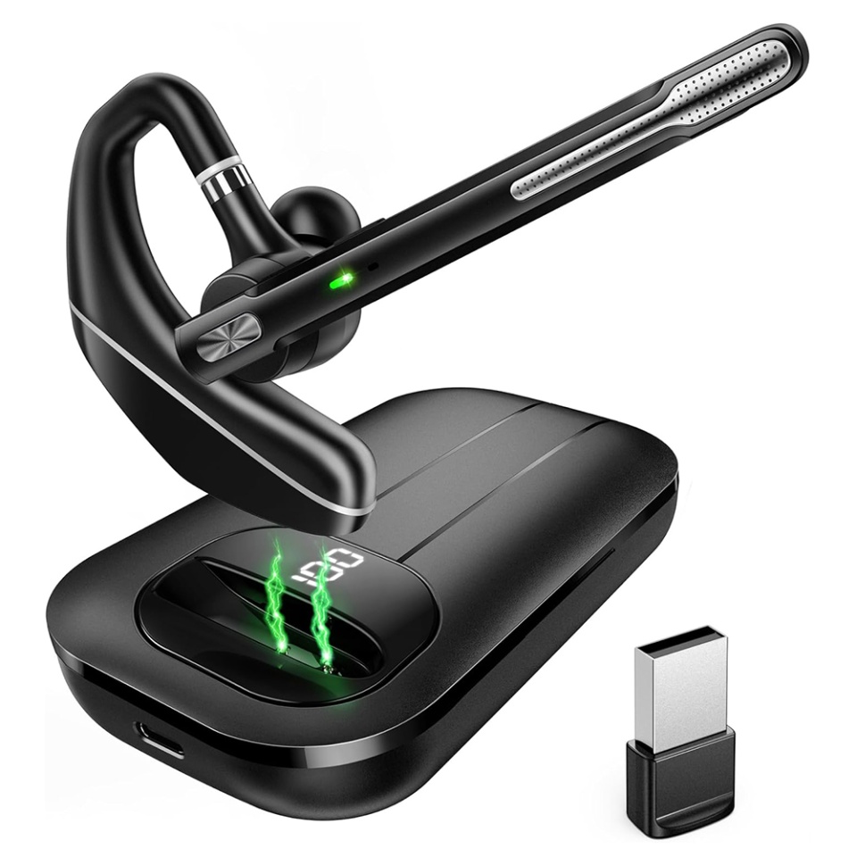 Casca Bluetooth, Headset Hearyo A6L, 5.3 HandsFree cu ENC, Dual-Mic, 1000mAh si 96h autonomie, Negru