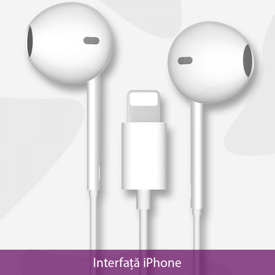 Casti Audio Stereo Lightning cu Microfon, 1.2m, Yesido (YH-28) - Alb - 1 | YEO